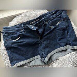 Dark Blue Denim Shorts with Gray Trim